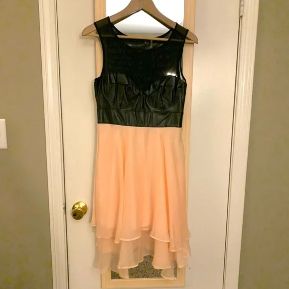 6126 | Dresses | Pink Chiffon And Faux Leather 626 Lindsay Lohan Dress |  Poshmark